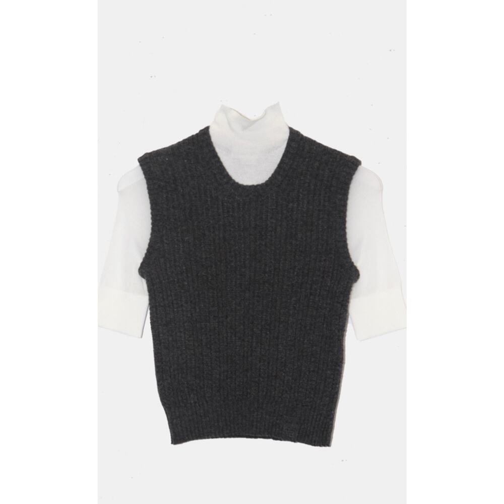 Victoria Beckham Mock Neck Double Layer Top in Charcoal M - Picture 7 of 7